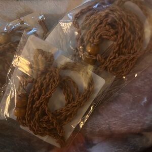 3 Brown Braided necklace without stone
